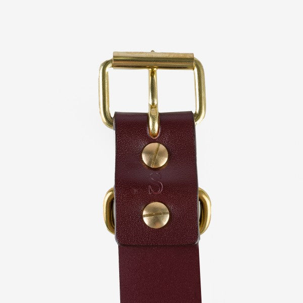 Obbi Good Label - Single Prong Brass Roller Buckle Leather Belt Full Dyed Brown