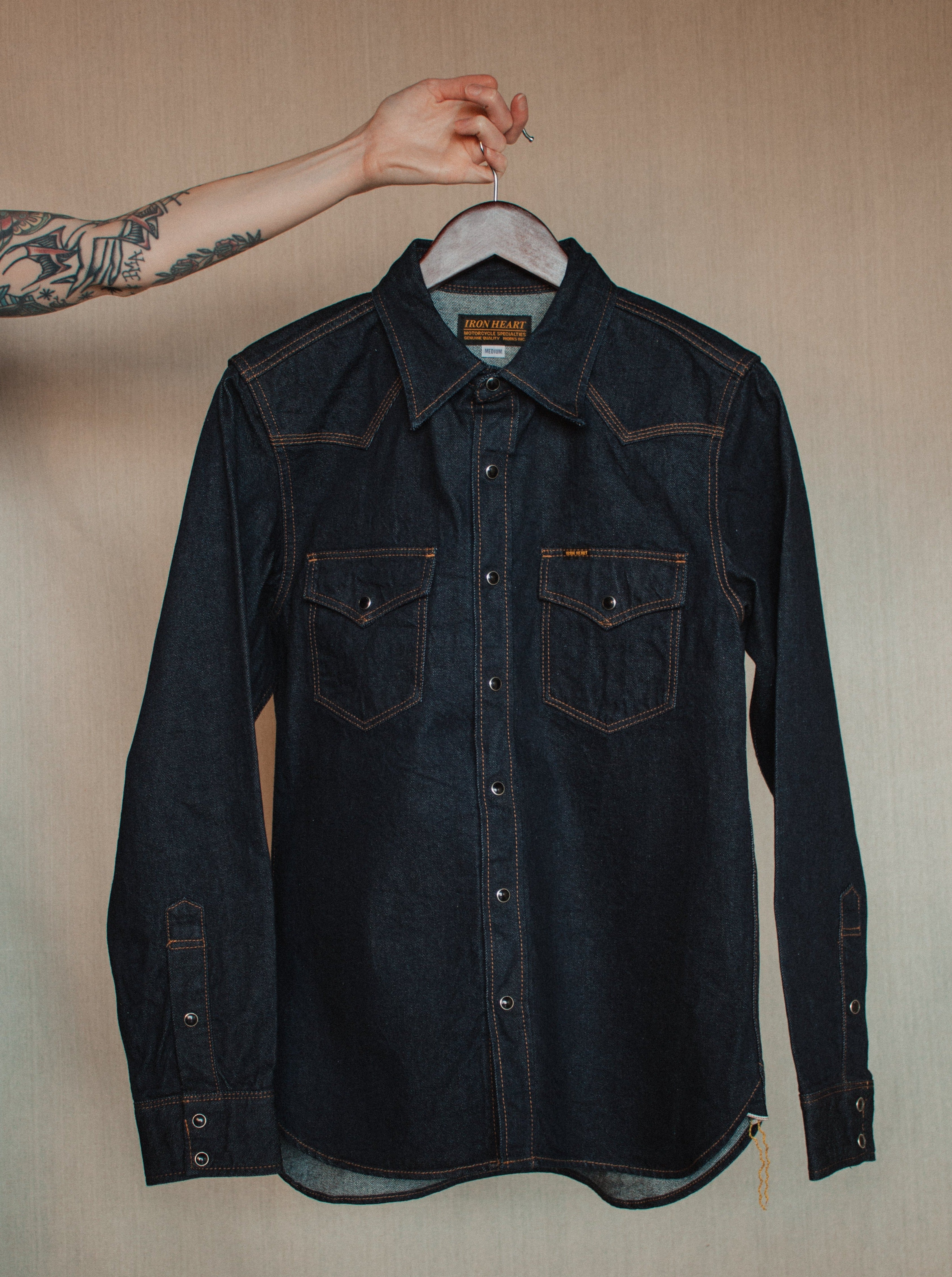 Iron Heart - 12oz Selvedge Denim Western Shirt Indigo