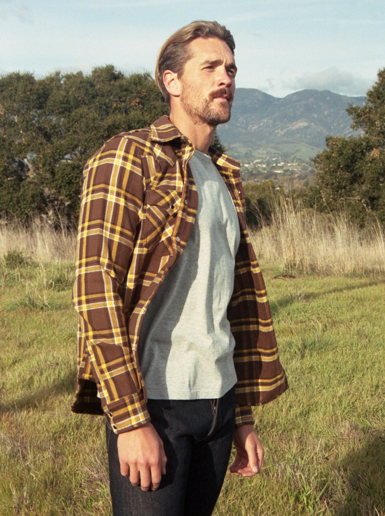Iron Heart - Ultra Heavy Flannel Crazy Check Western Shirt Brown